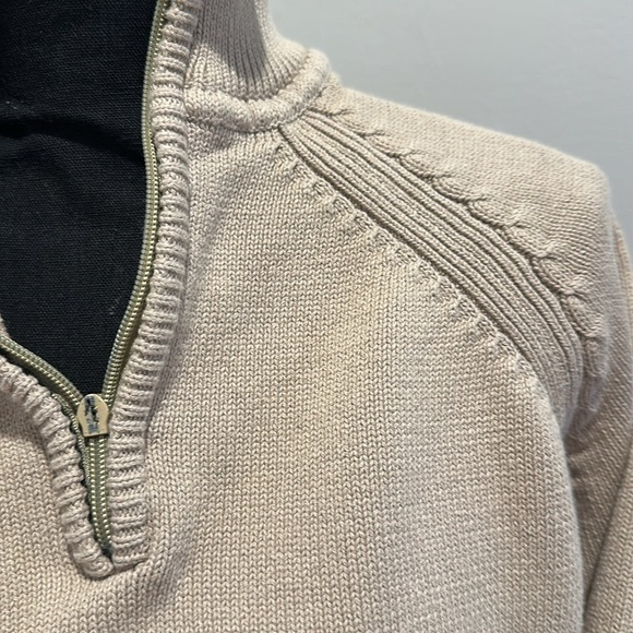 Vintage Oscar De La Renta Cream/Tan 1/4 Zip Sweater Size M/L - Picture 2 of 5